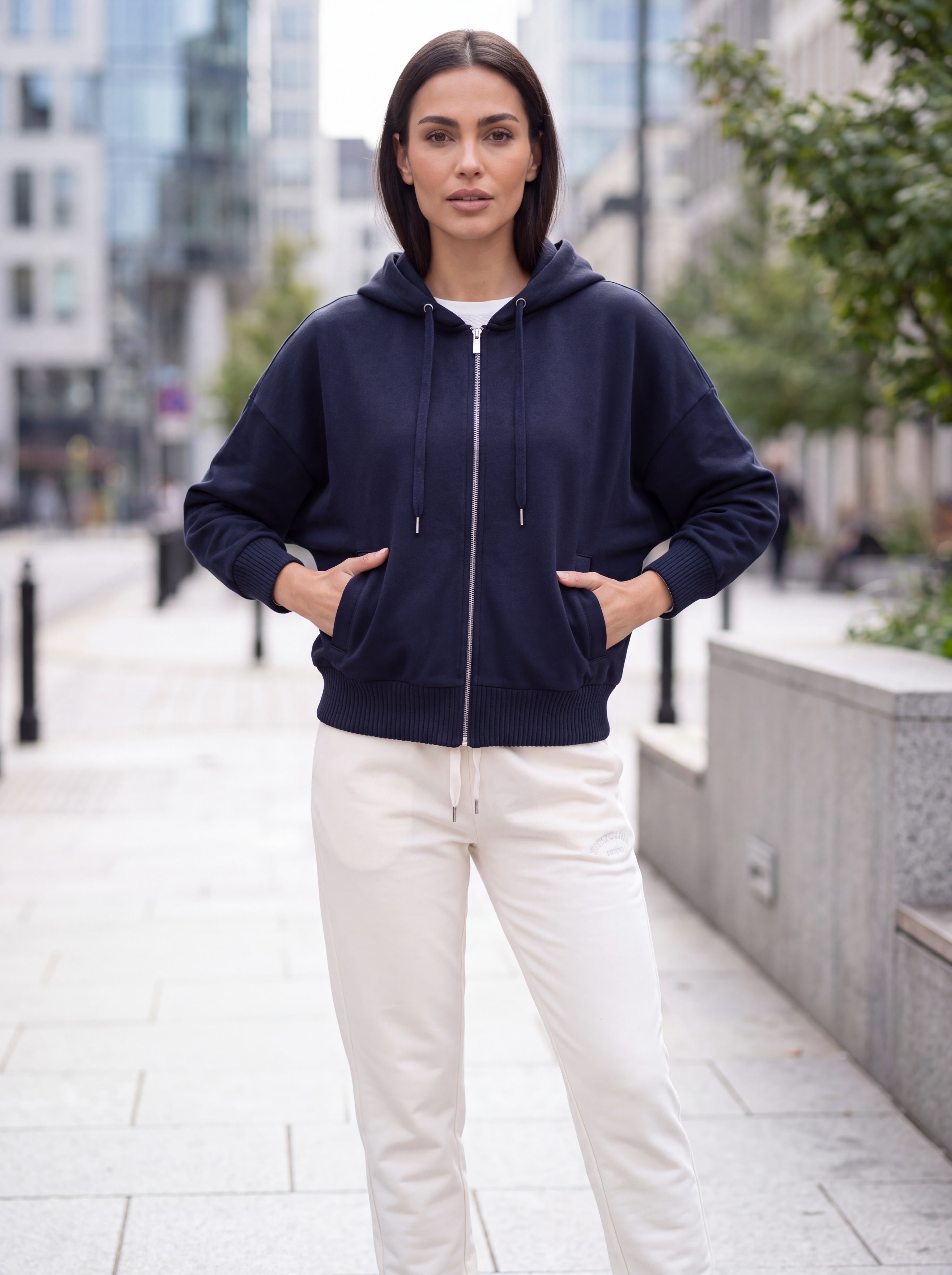 Dámska mikina s kapucňou BROADWAY NYC FASHION NAVY BLUE 1 s.WEAR 3